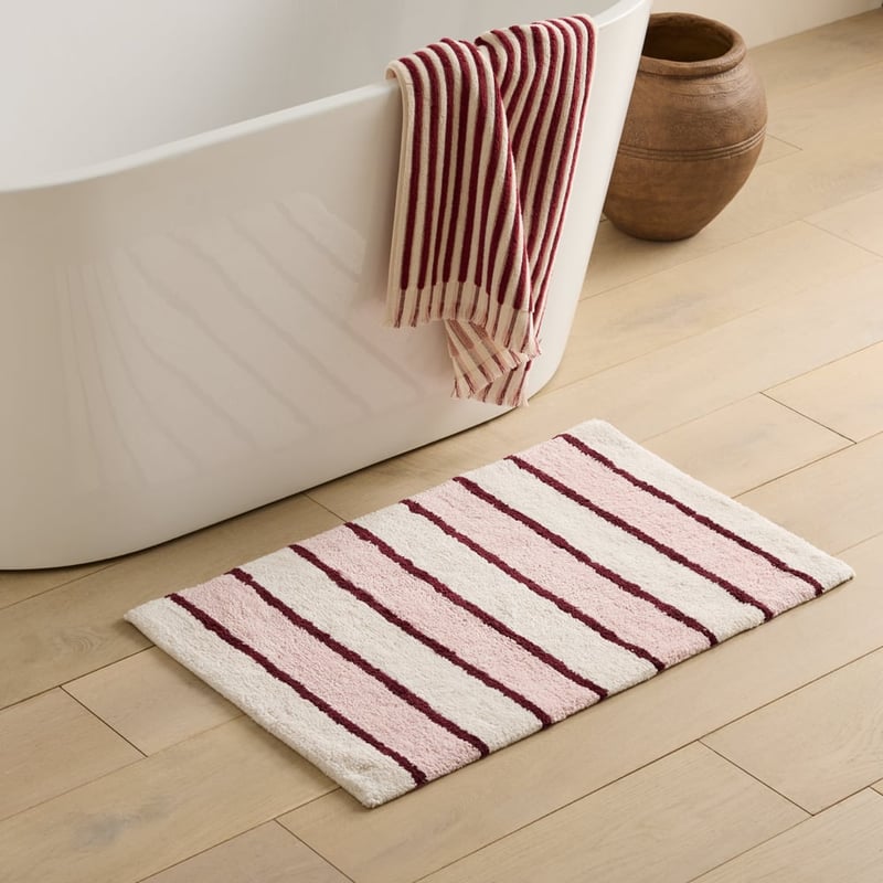 Block Natural & Pearl Pink Stripe Bath Mat