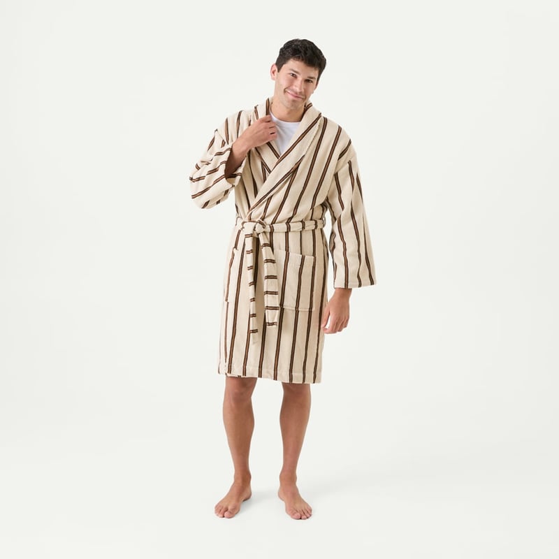 Lincoln European Turkish Cotton Black & Nutmeg Bath Robe