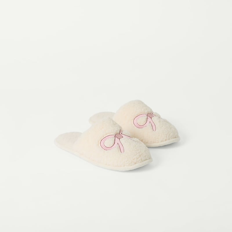 Bow Natural Sherpa Slipper