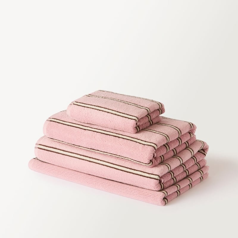 European Lincoln Pink Blossom & Truffle Stripe Turkish Cotton Towel Range