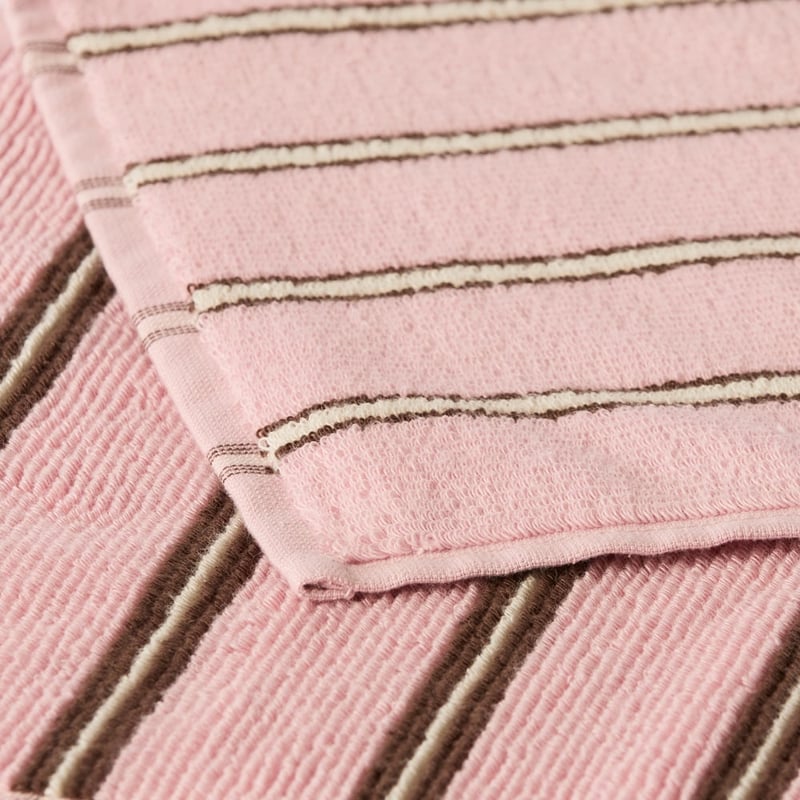 European Lincoln Pink Blossom & Truffle Stripe Turkish Cotton Towel Range