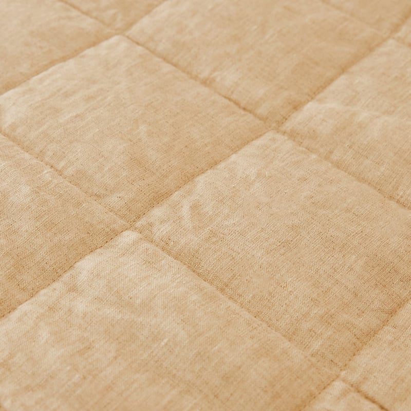 Vintage Washed Linen Biscotti Quilted Bedcover