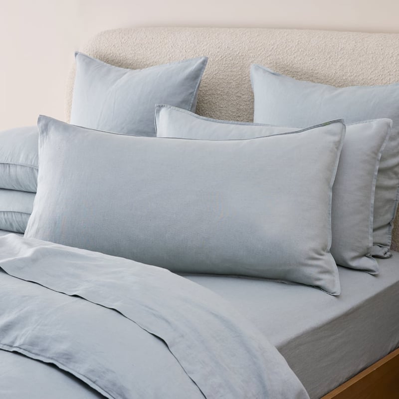 Vintage Washed Linen Dusty Blue Pillowcases