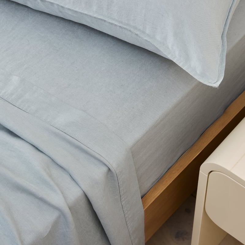 Vintage Washed Linen Dusty Blue Sheet Separates