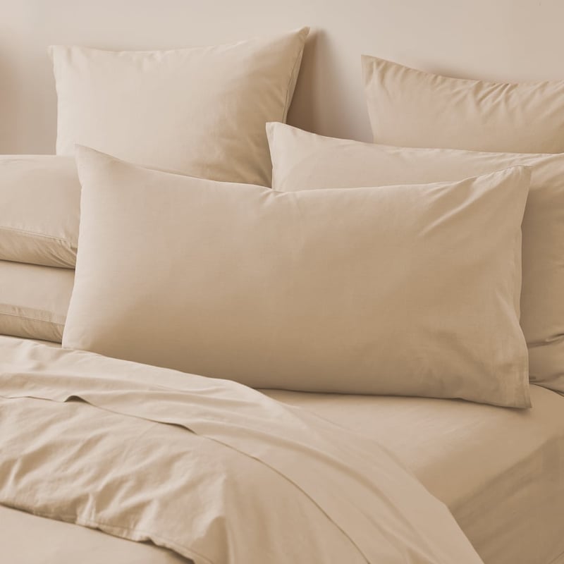 Stonewashed Cotton Sand Pillowcase