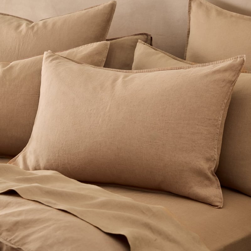 Vintage Washed Linen Hazelnut Pillowcases