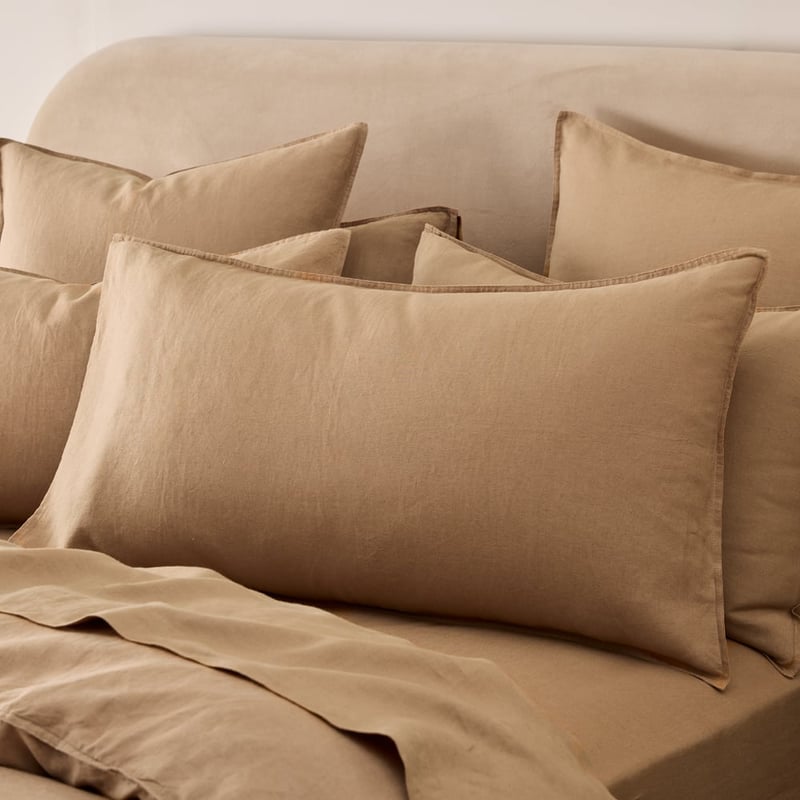 Vintage Washed Linen Hazelnut Pillowcases