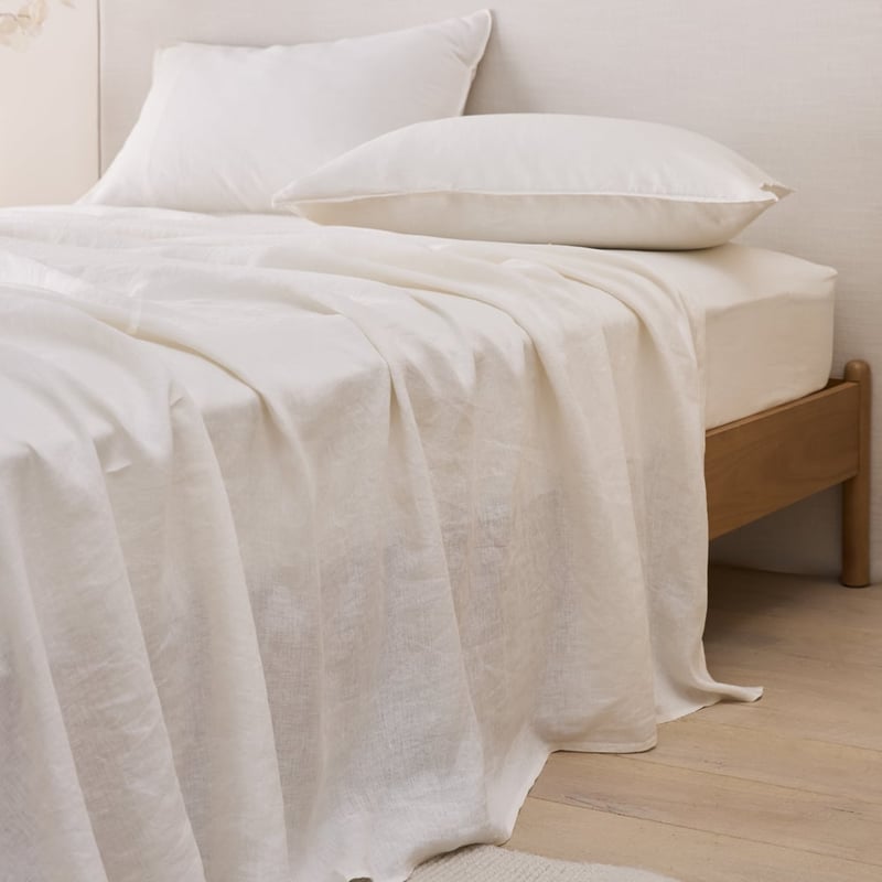 Vintage Washed Linen Coconut Sheet Separates