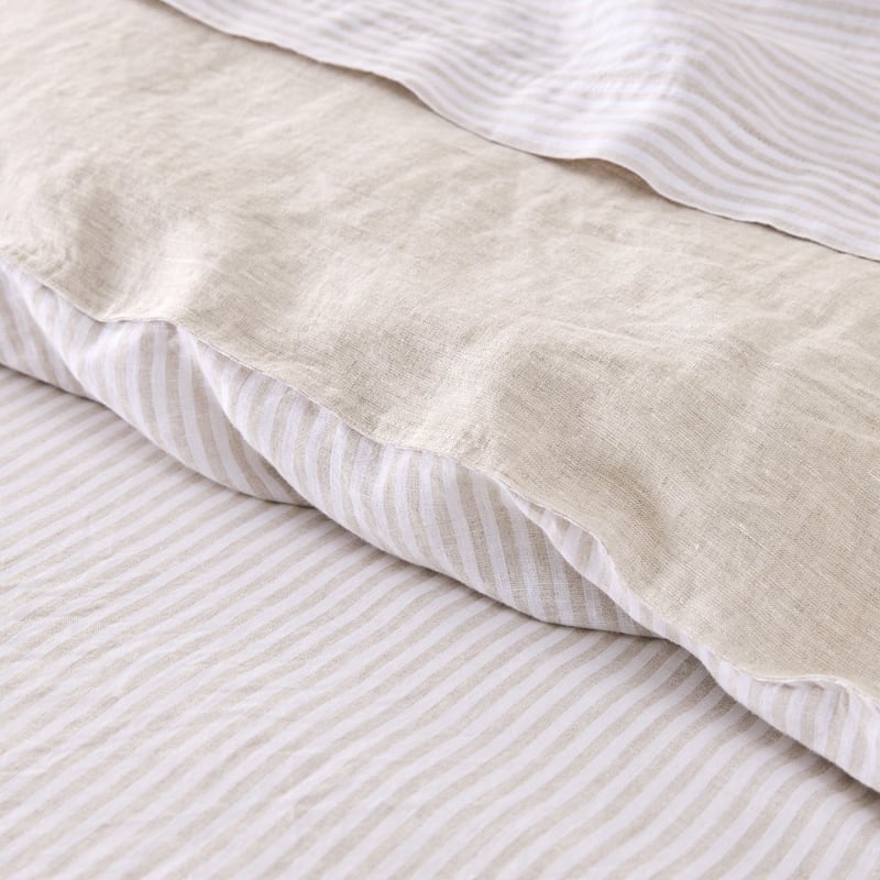Vintage Washed Linen Linen & White Stripe Quilt Cover Separates