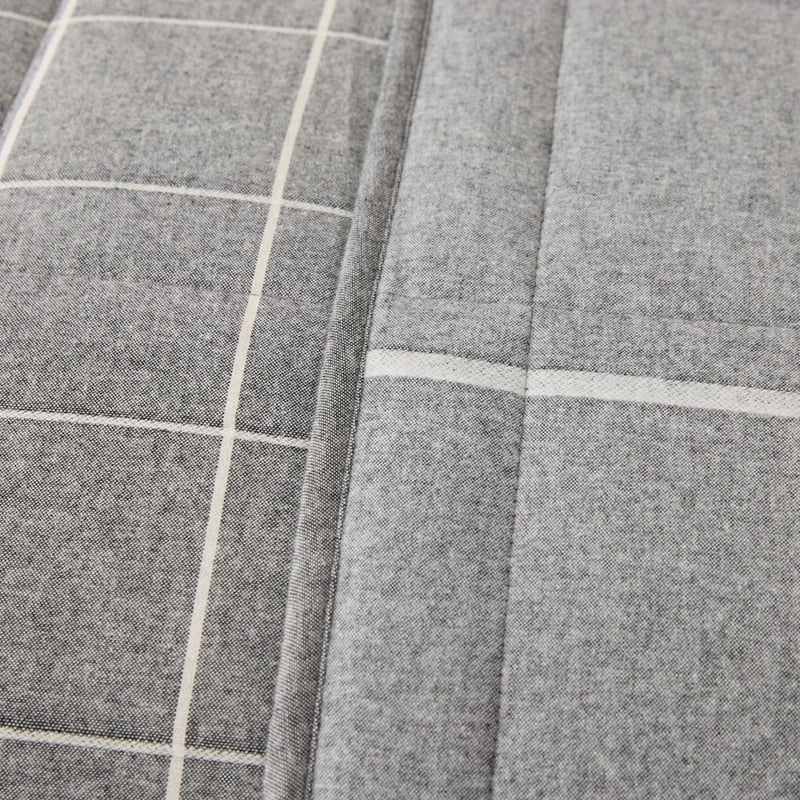 Fiore Grid Grey Flanne Quilted Coverlet Separates