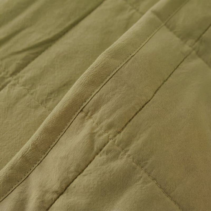 Stonewashed Cotton Olive Quilted Coverlet Separates