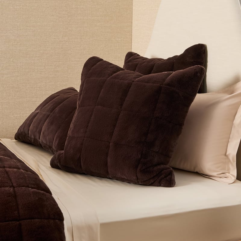 Porter Faux Chocolate Fur Quilted Coverlet Pillowcases