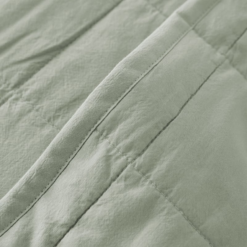 Stonewashed Cotton Gumleaf Quilted Grid Coverlet Separates