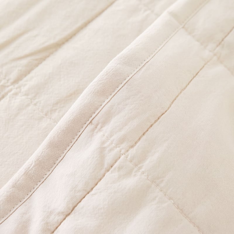 Stonewashed Cotton Coconut Quilted Grid Pillowcases