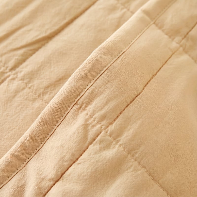 Stonewashed Cotton Sesame Quilted Grid Pillowcases