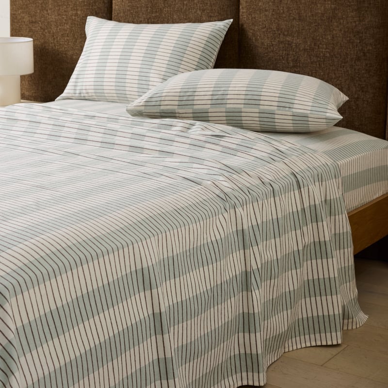Elliot Seagrass Stripe Flannel Sheet Separates