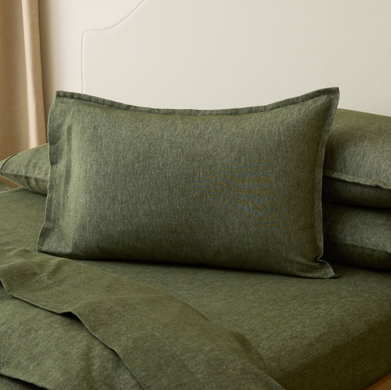 Melange Olive Flannel Quilt Cover Set + Separates