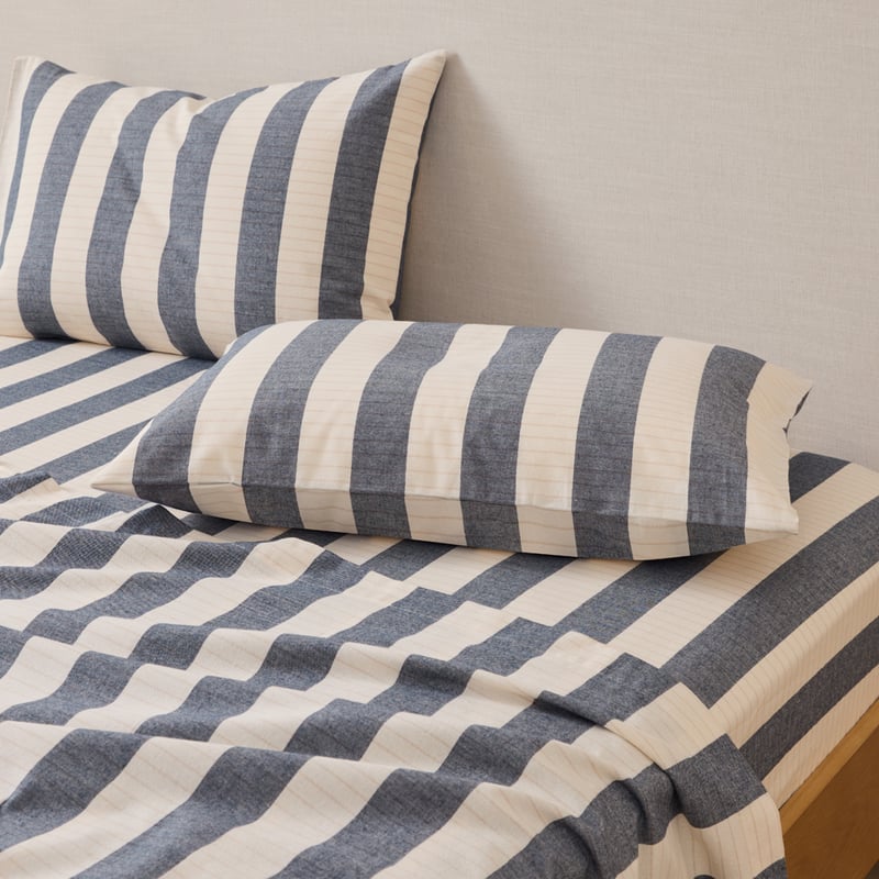 Elliot Navy Stripe Flannel Pillowcases