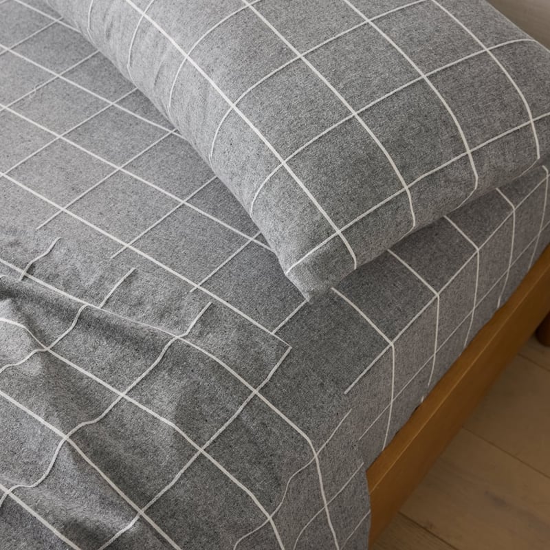 Fiore Mini Grid Grey Flannel Sheet Separates
