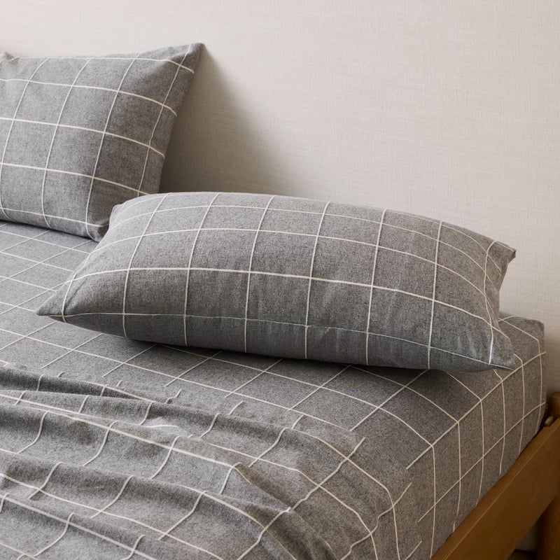 Fiore Mini Grid Grey Flannel Sheet Separates