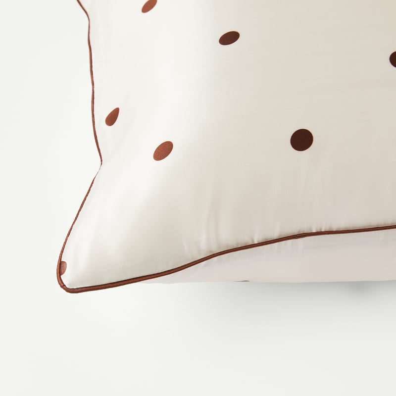 Pure Silk Choc & Coconut Spot Printed Pillowcase