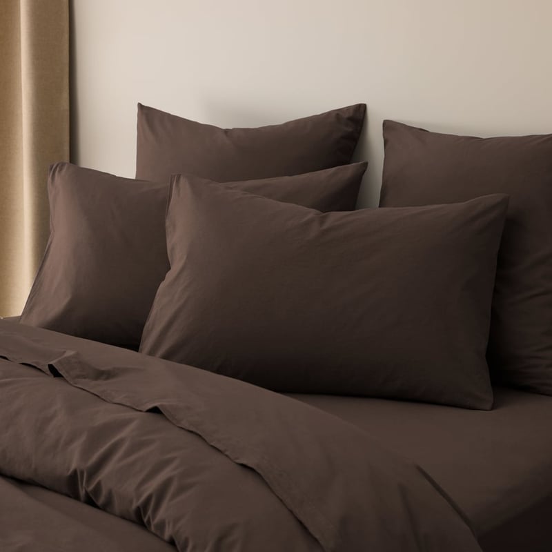 Stonewashed Cotton Chocolate Pillowcases
