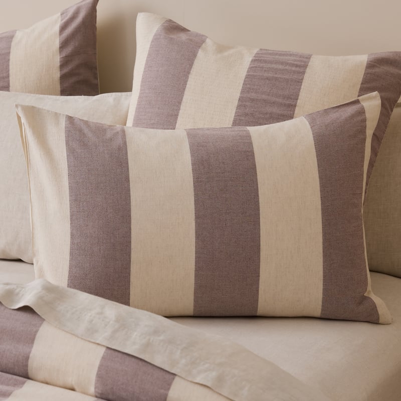 Atlas Natural & Raisin Stripe Pillowcases