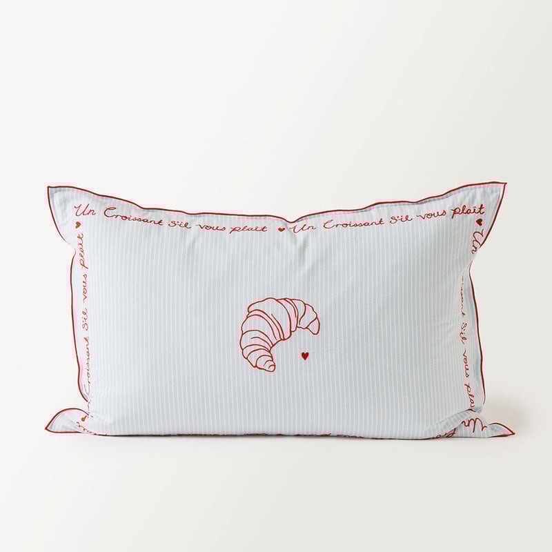Mothers Day Blue Un Croissant Embroidered Pillowcase