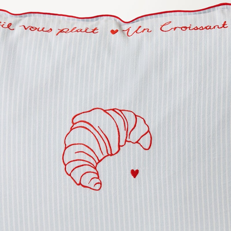 Mothers Day Blue Un Croissant Embroidered Pillowcase