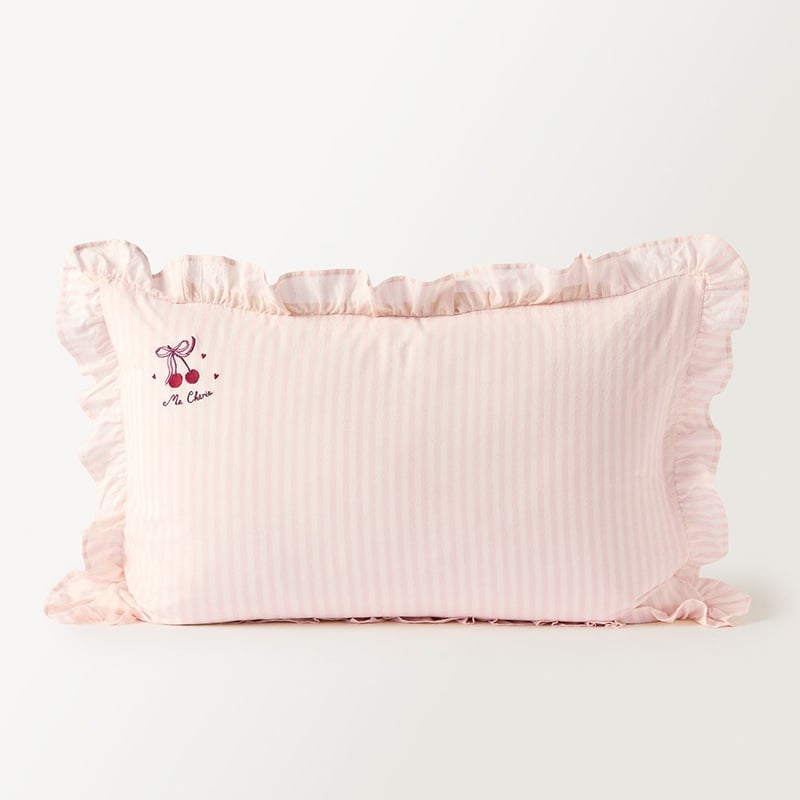 Mothers Day Ma Cherie Pink Ruffle Embroidered Pillowcase