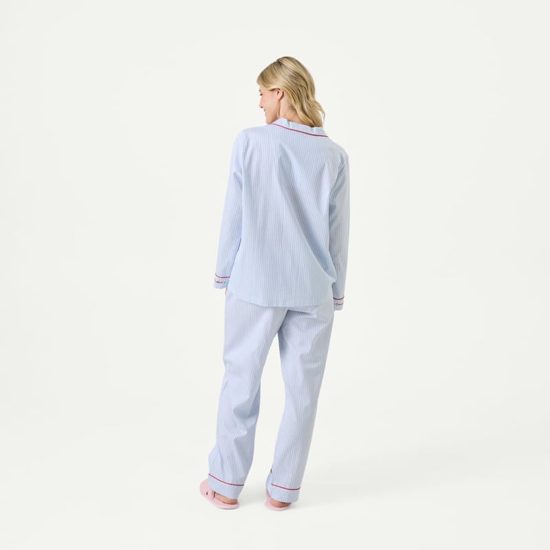 Womens Blue Croissants Long Pyjama Set