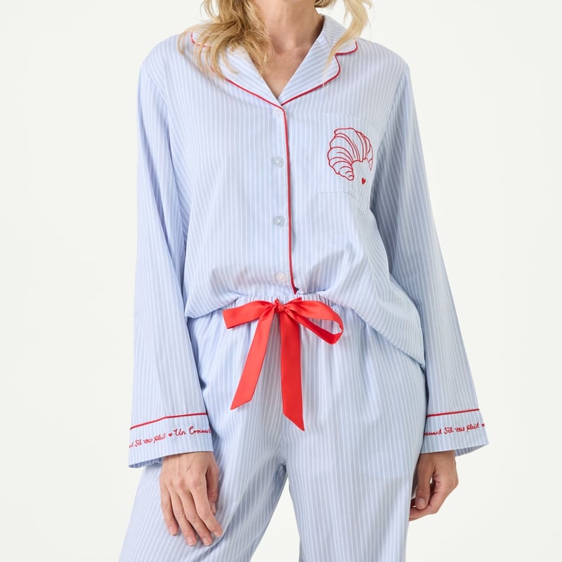 Womens Blue Croissants Long Pyjama Set