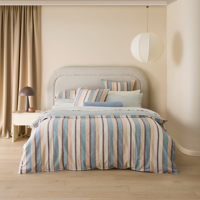 Linen Cotton Nordic Blue Harbour Stripe Quilt Cover Set + Separates