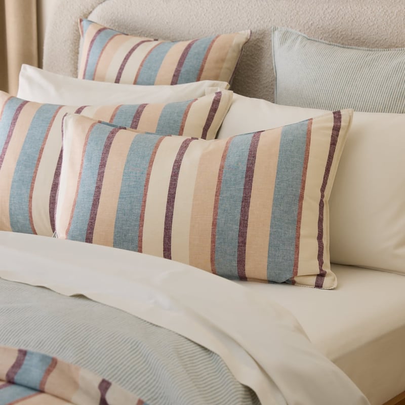 Linen Cotton Nordic Blue Harbour Stripe Quilt Cover Set + Separates