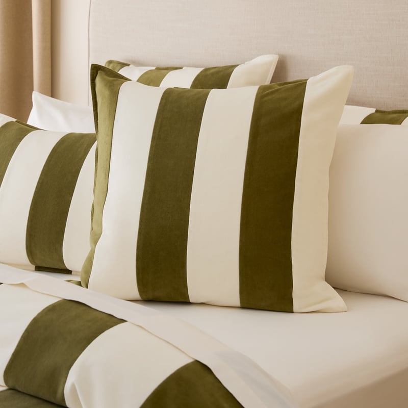 Quincy Velvet Olive Stripe Quilt Cover Set + Separates