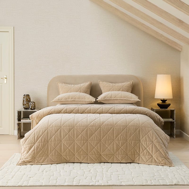 Vance Sand Cotton Velvet Quilted Pillowcases
