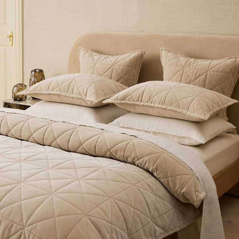 Vance Sand Cotton Velvet Quilted Pillowcases