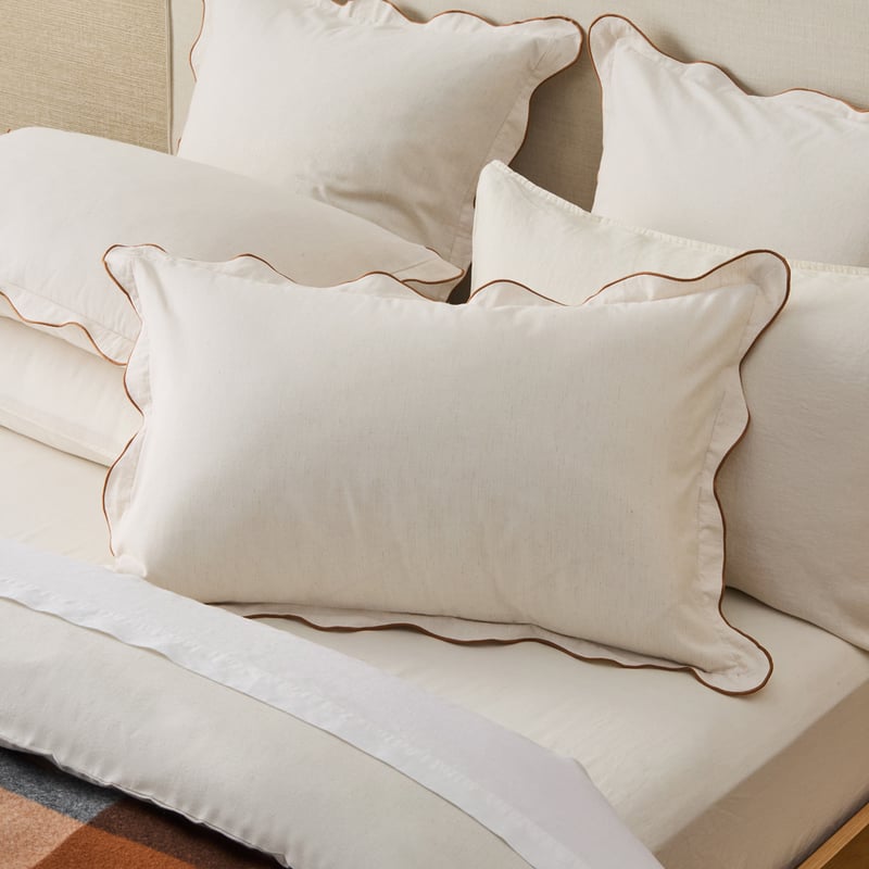Hallie Scallop Coconut & Pecan Quilt Cover Set + Separates