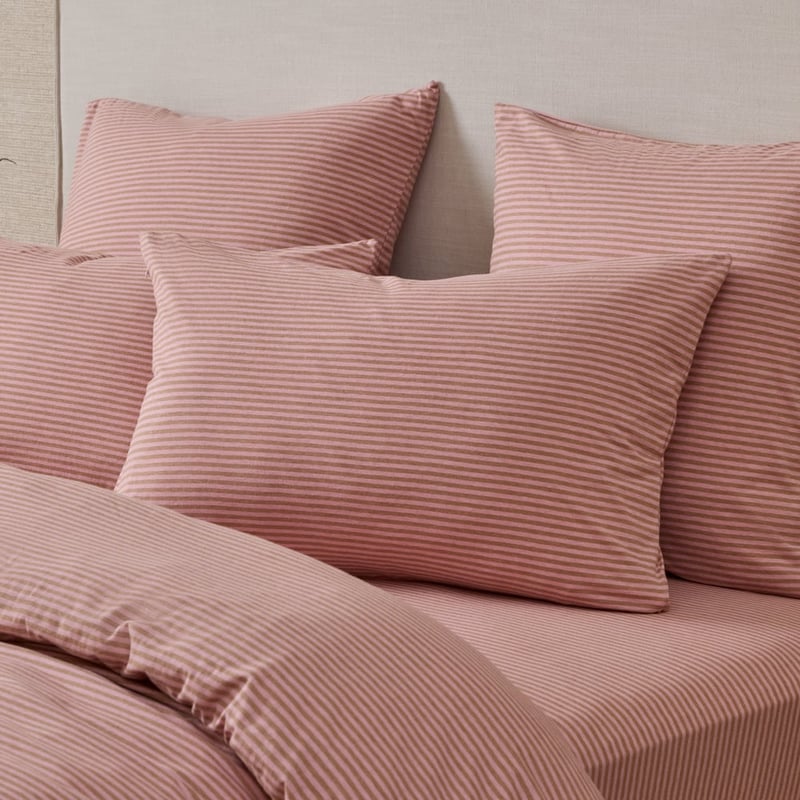Ultra Soft Jersey Rose & Cedar Stripe Quilt Cover Separates