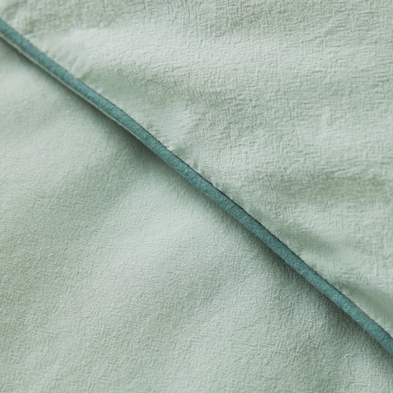 Stonewashed Cotton Mineral & Seapine Piped Quilt Cover Separates
