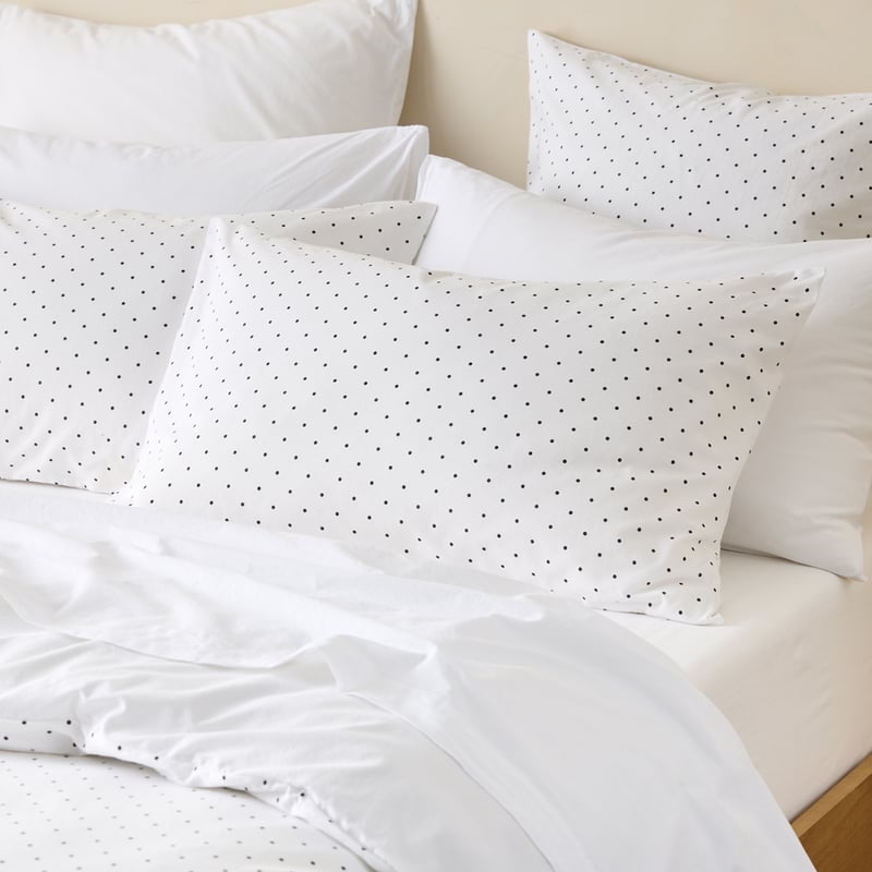 Stonewashed Cotton White & Black Mini Polka Dot Pillowcases