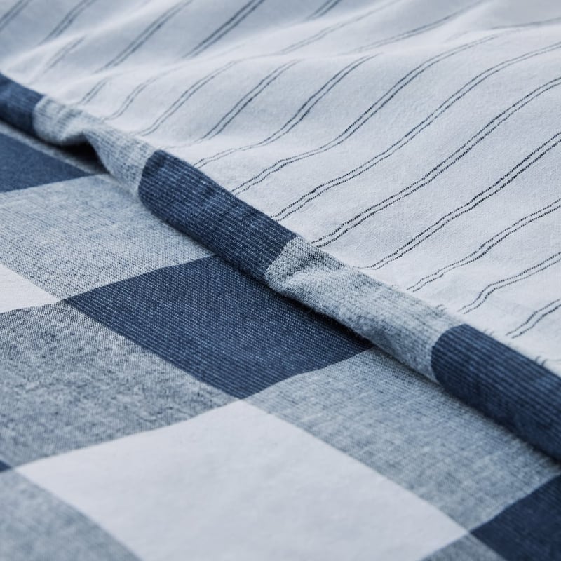 Linen Cotton Denim Check Quilt Cover Set Set + Separates