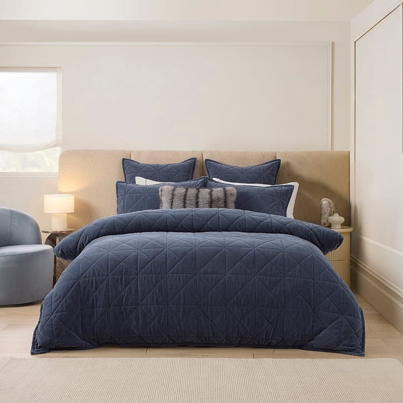 Vance Denim Cotton Velvet Quilted Quilt Cover Separates