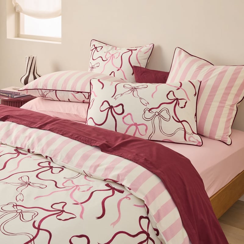 Isabelle White Bow Quilt Cover Set + Separates