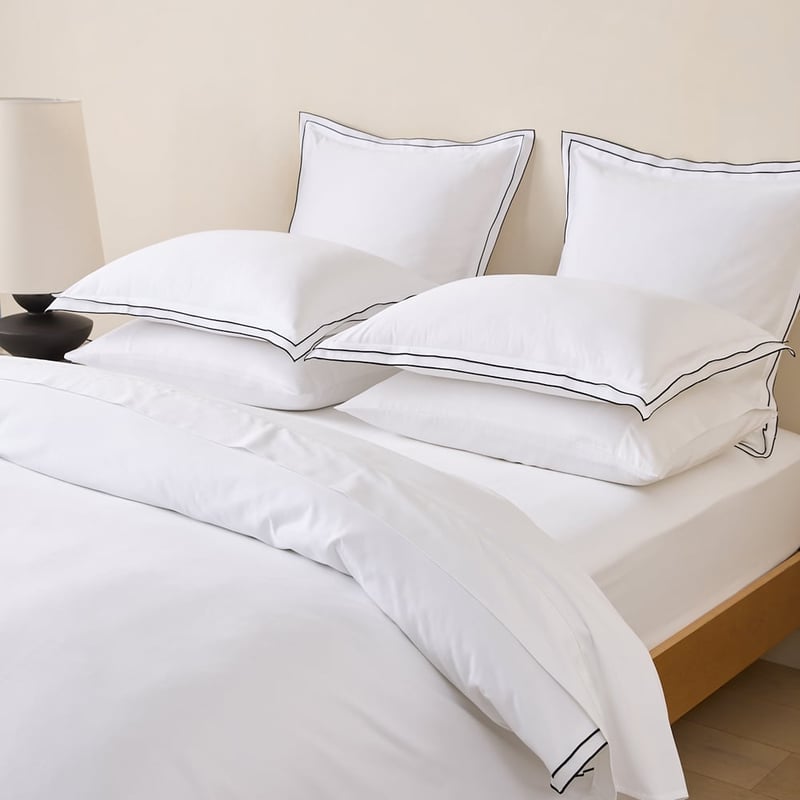 Egyptian Cotton White & Black Split Border Quilt Cover Set & Separates