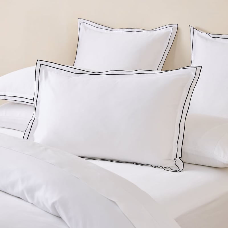 Egyptian Cotton White & Black Split Border Quilt Cover Set & Separates
