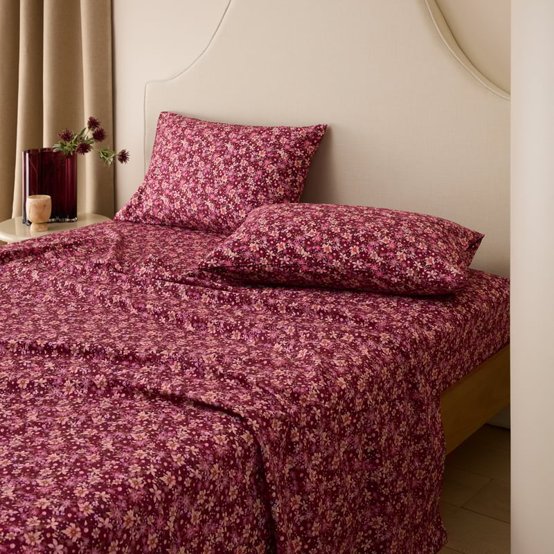 Chloe Floral Burgundy Printed Sheet Set 