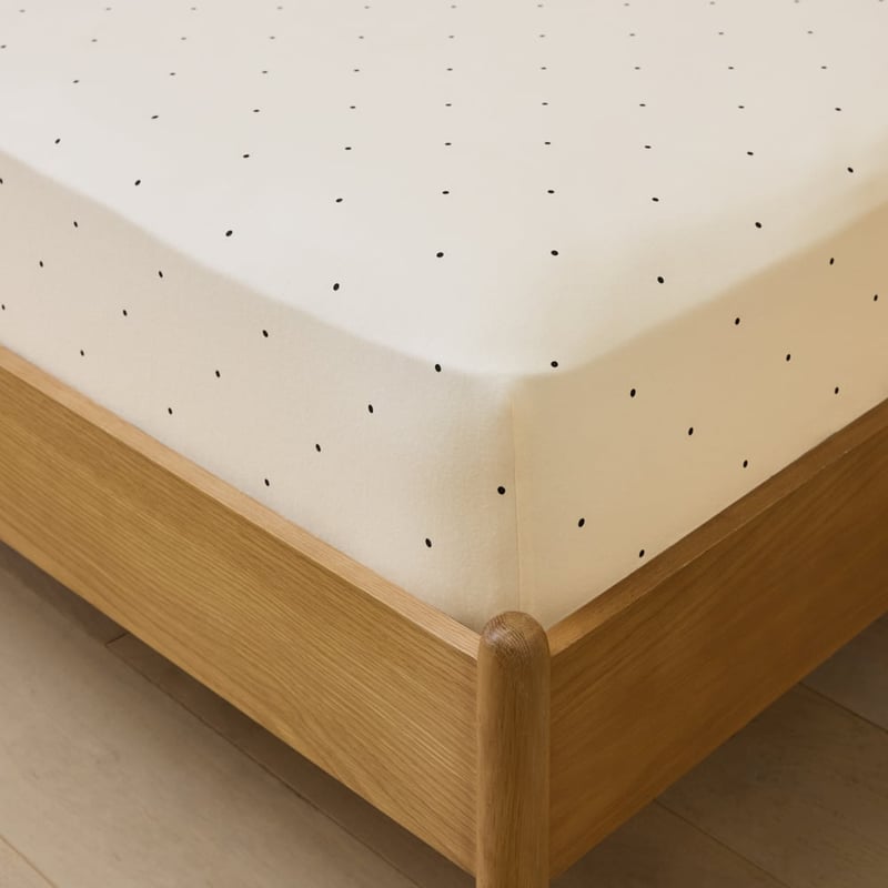 Mini Dot Coconut & Onyx Flannel Sheet Separates