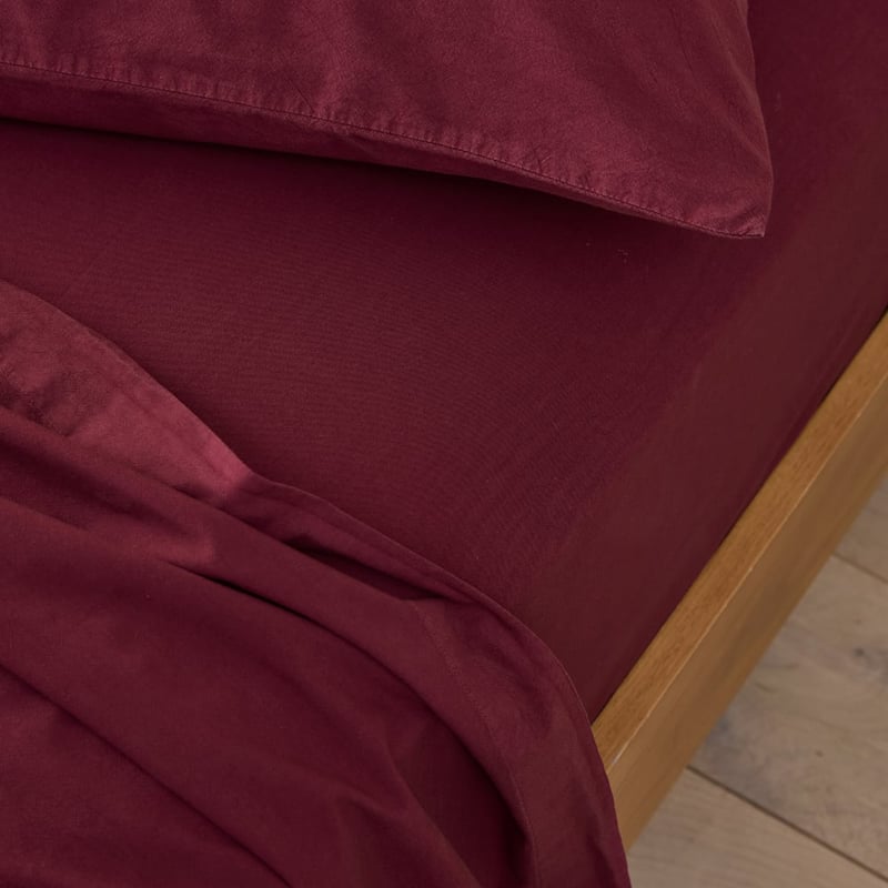 Stonewashed Cotton Burgundy Sheet Separates