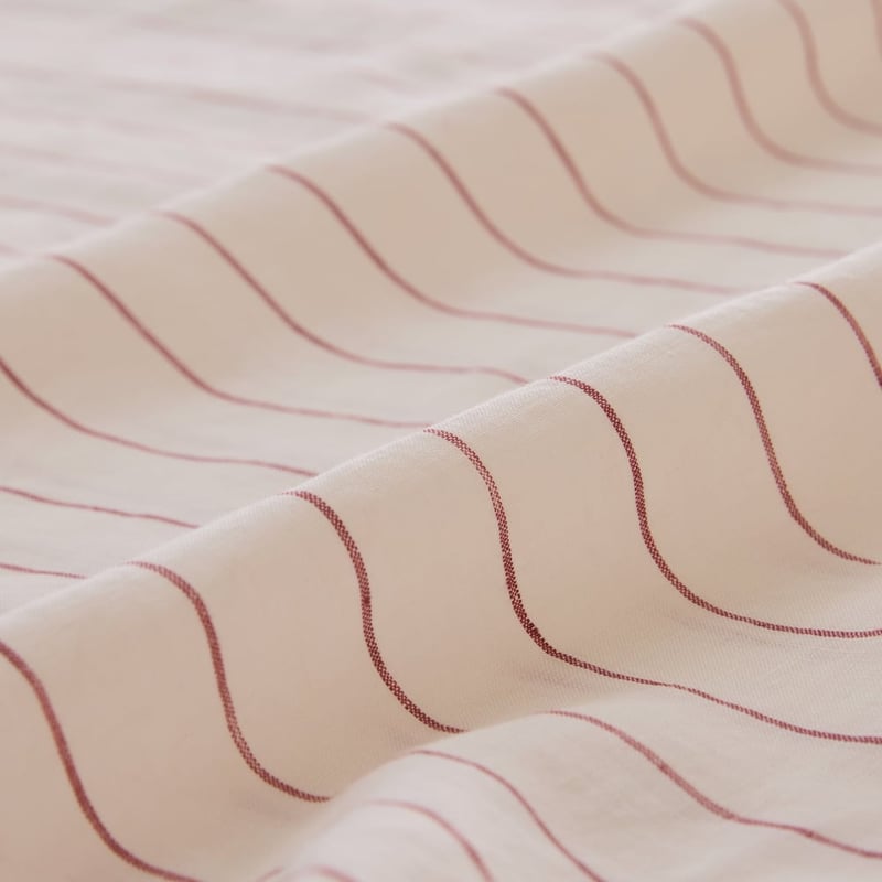 Vintage Washed Linen Bedlinen - Redwood Stripe Redwood & Coconut